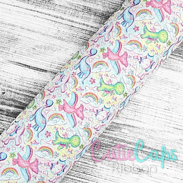 USA Designer Girly Dinos Faux Leather, Sold per sheet