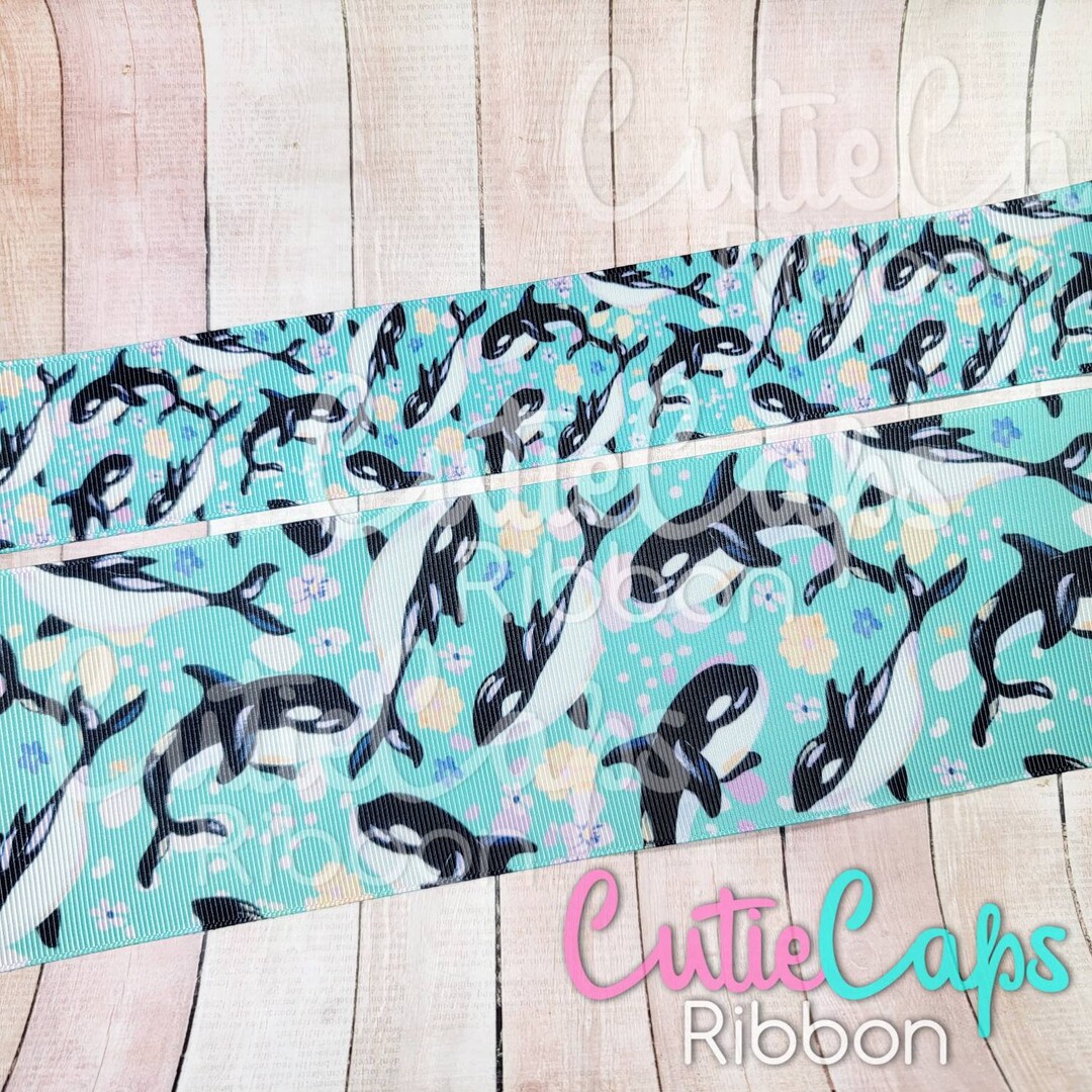 Killer Whale Grosgrain Ribbon, Available Sizes: 1.5 or 3 Inch - 5yd ...