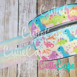 Girly Dinosaur Ribbon, size 7/8, 1.5in, and 3inch - 5 yard rolls