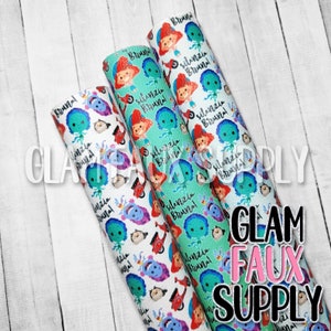 USA Designer Worded Sea Monster Faux Leather, Sold per sheet