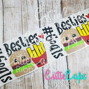 Besties, goals, burgers and fries, 3in Ribbon - 5 yards