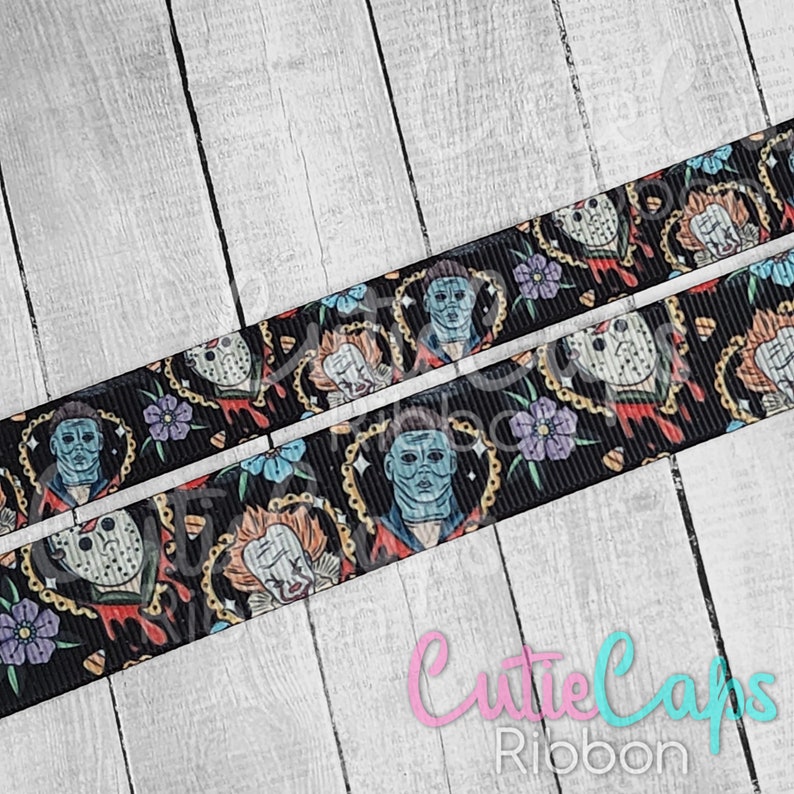 Jason Repeating Pattern Boys of Horror, Tattoo Hearts Horror Ribbon, 5/8 or 7/8 - 5 Yards - Etsy