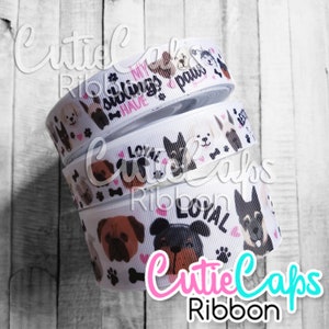 Rescued, Loved, Loyal, Dog Ribbon, Large Breeds Ribbon width 7/8 or 1.5in - 5 yards