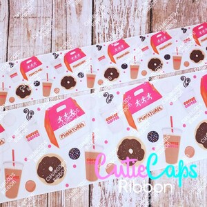 Coffee and donuts Ribbon, size 1.5in and 3in , 5 yards