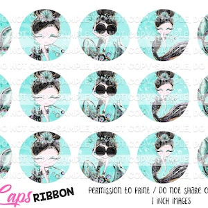 1"Caticorns Bci、15 個の Caticorns ボトル キャップ画像 (デジタル ダウンロード)