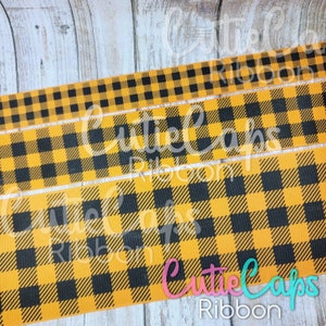Oranfe Buffalo plaid ribbon, 5 yard rolls, 7/8, 1.5in or 3 inch Grosgrain Ribbon