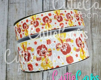 Burger Clown non worded Ribbon, size 7/8, 1.5in, and 3in, 5 yards
