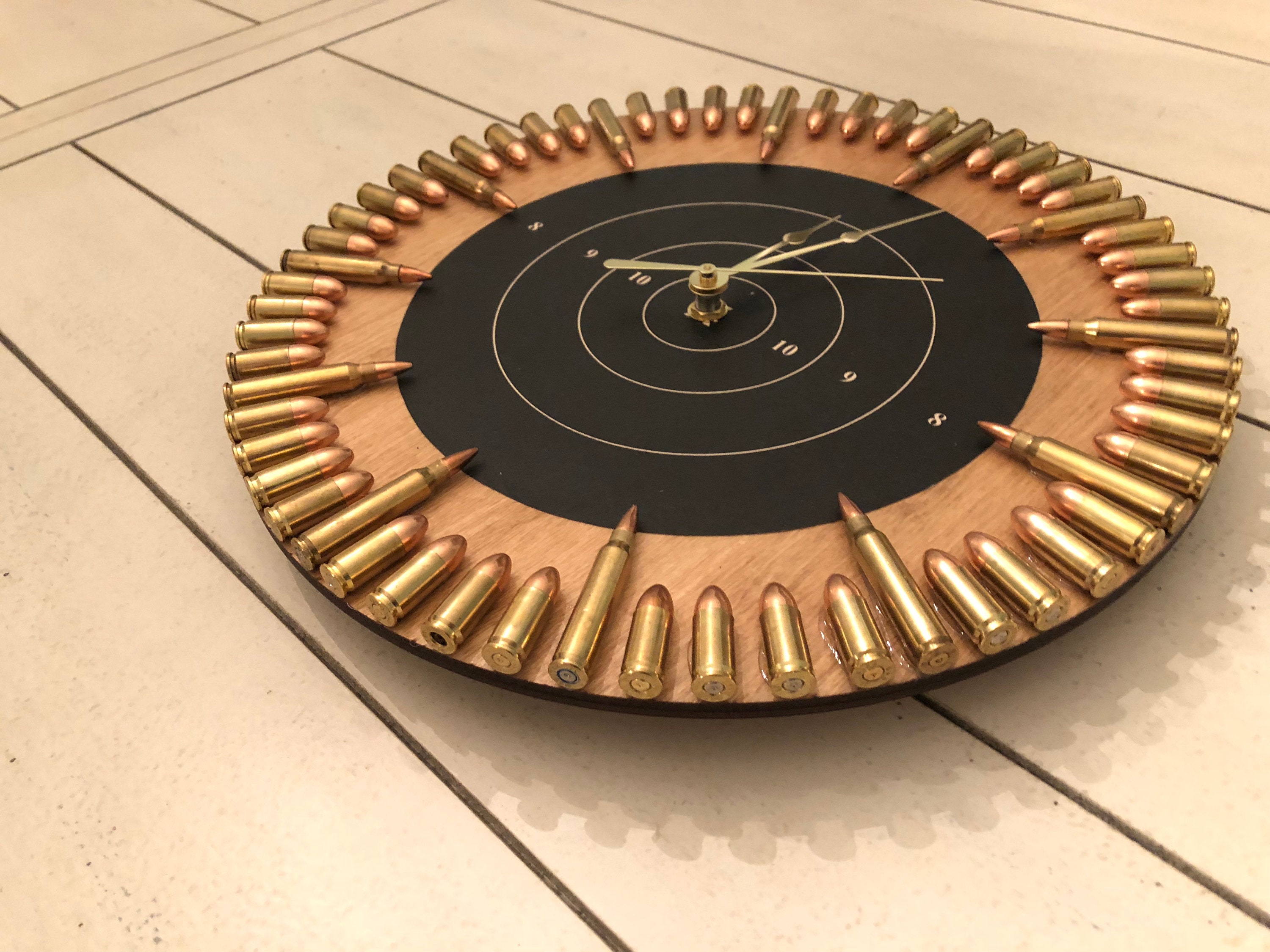 Bullit Riddled Clock Original Golden Oak Hybrid Bullet Clock. the Best Gift for the Hard-to ...