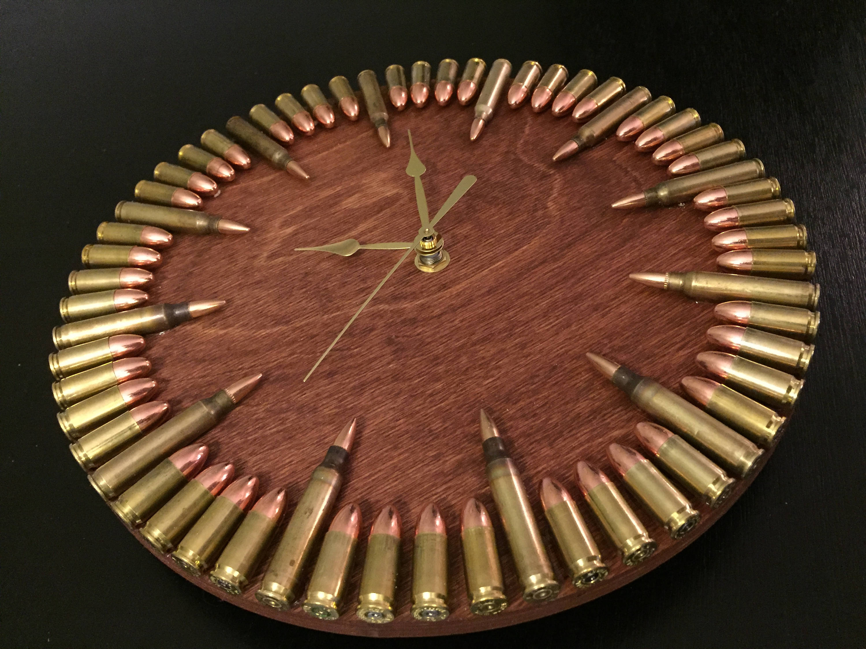 Bullit Riddled Clock Bullet Clock in Red Chestnut Stain. Great Gift for Shooters, Hunters ...