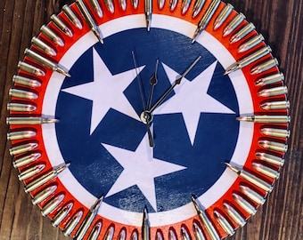 Tennessee Flag Bullet Clock.  Great gift for the Volunteer who loves to shoot!