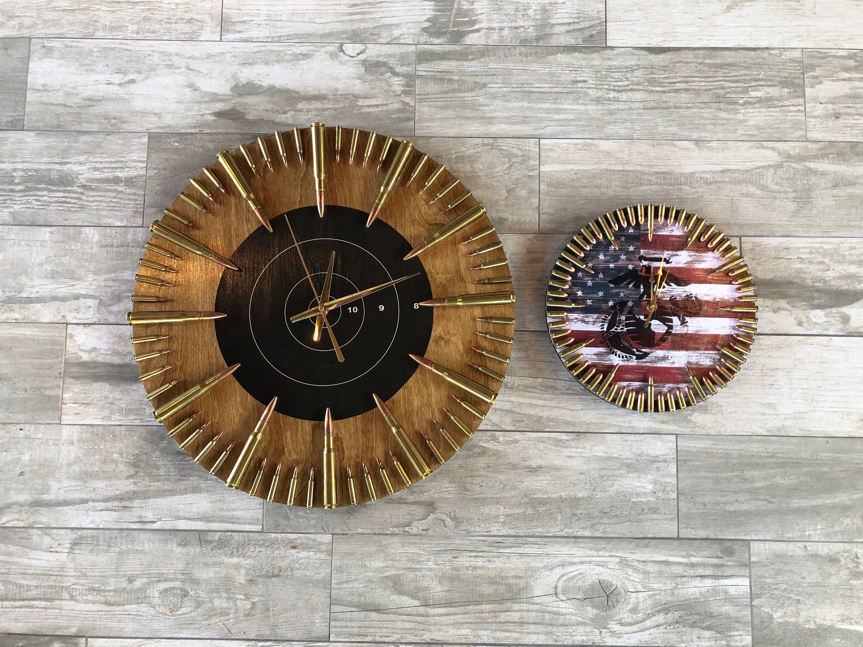 Bullit Riddled Clock HUGE 50 CAL Bullet Clock, the Ultimate Gun Enthusiast Gift & Wall Decor ...