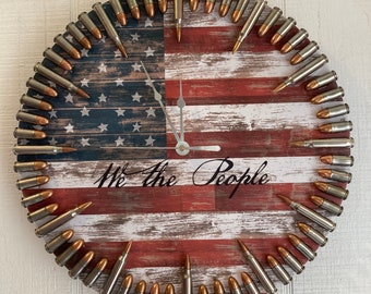 Patriotic “We The People” Flag Bullet Clock