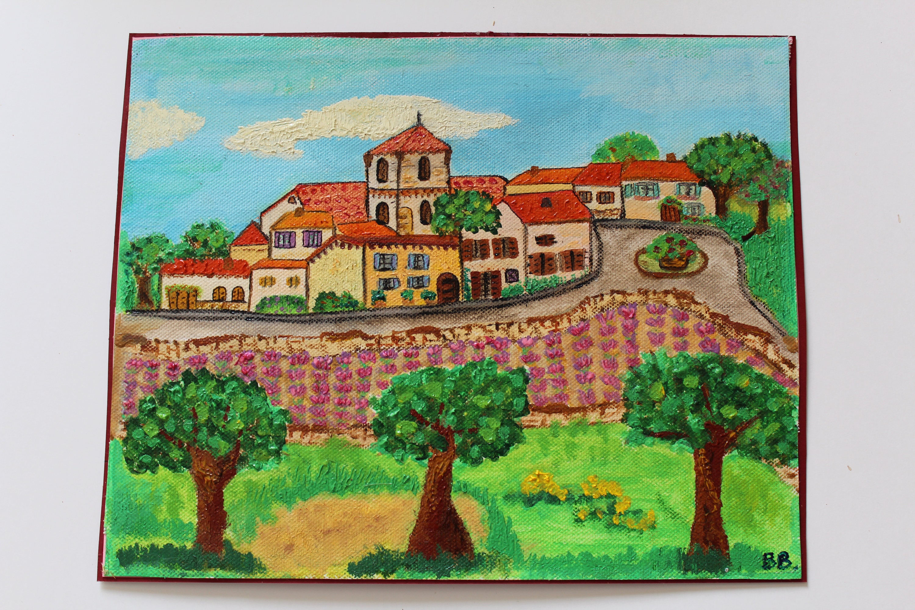 Peinture Naïve Représentant Village