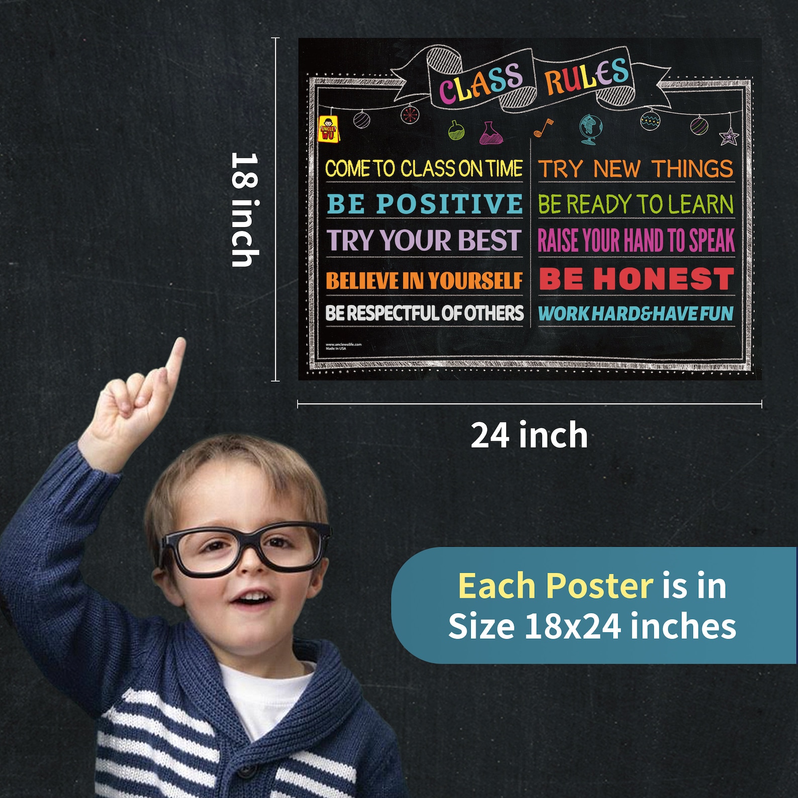 Classroom Rules Poster Motivational Double Side Poster Ideal Etsy