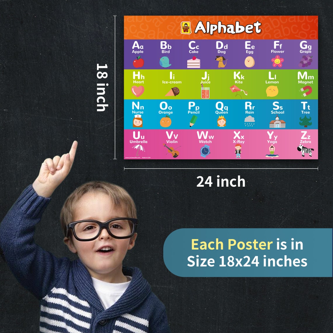 2 Pack ABC Alphabet & Number 1100 Laminated Post Chart Set Etsy