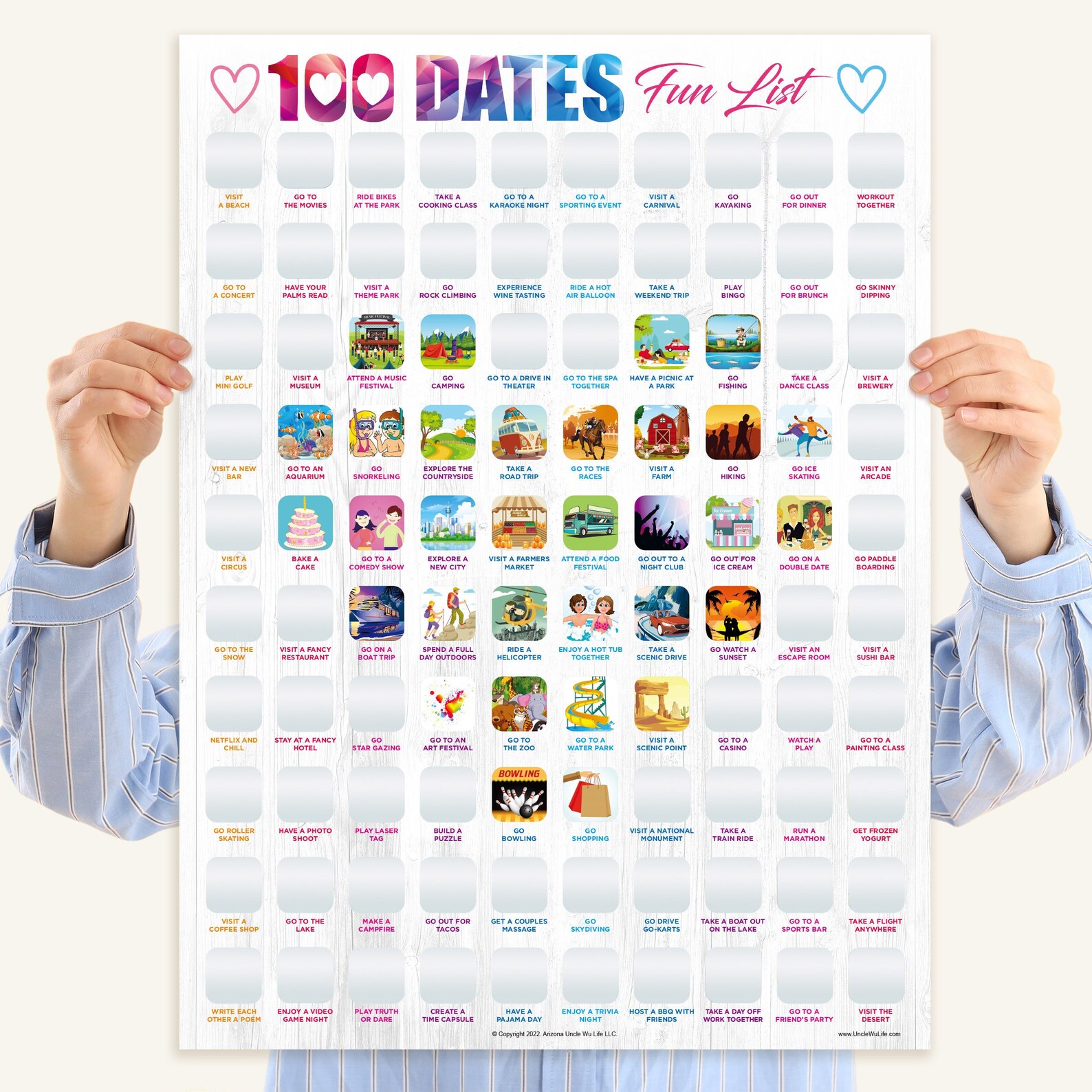 100 Date Bucket List Scratch off Poster valentines Day Etsy
