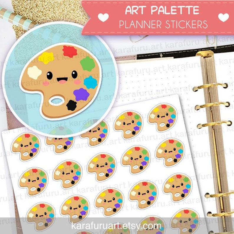 Art Palette Planner Stickers Painting Stickers Cute Etsy