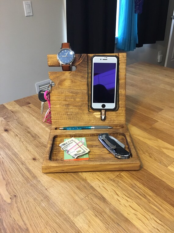 Wooden docking station/desk organizer/gift/ charging station/ Etsy