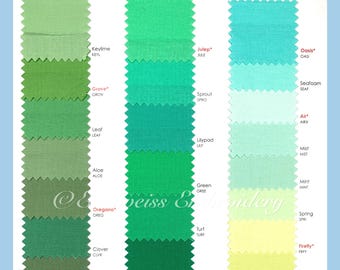 Muestras de color de apliques para nuestros monogramas y nombres.