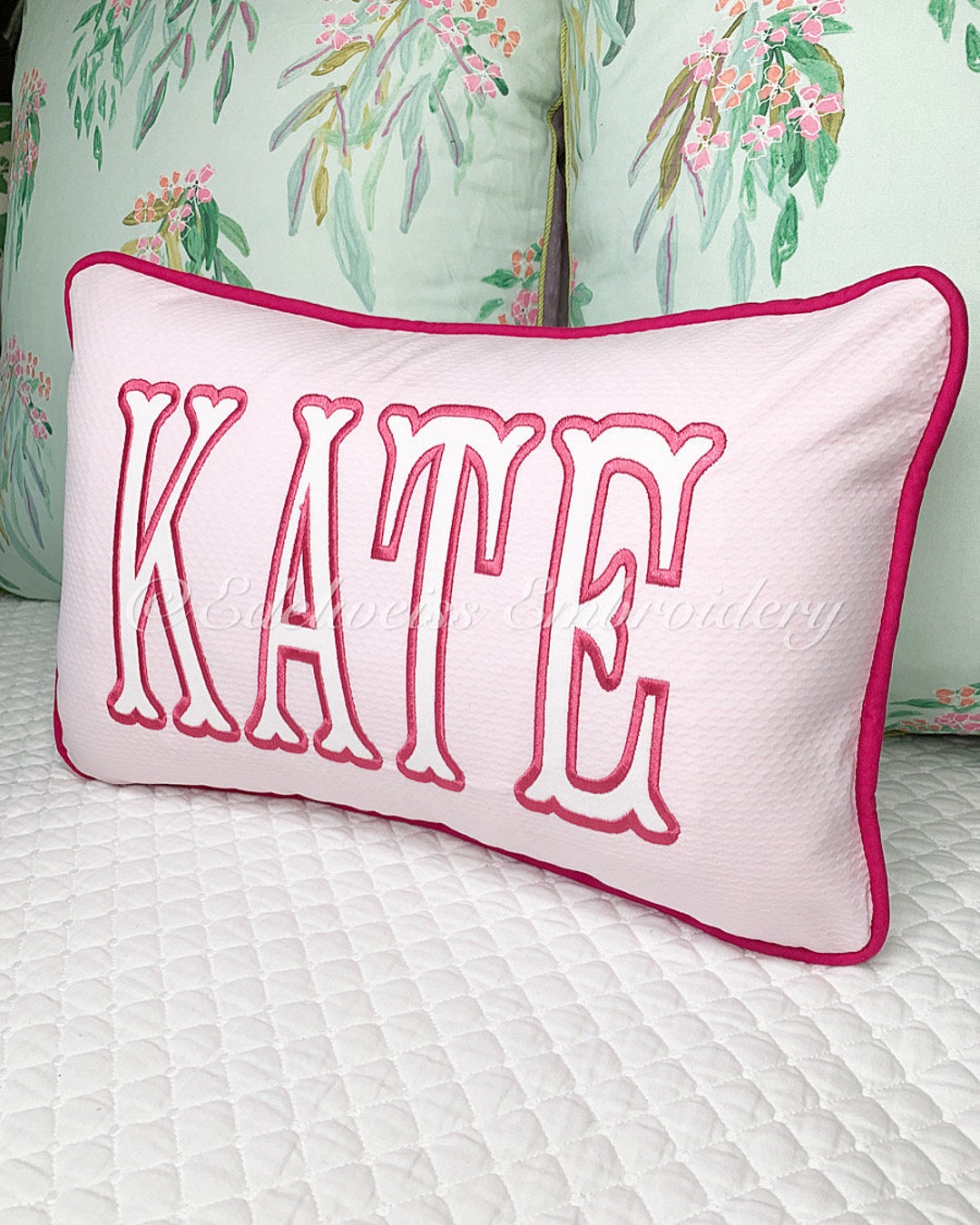 Boudoir Lumbar Name Pillowclassic Fishtail in Pink Pique Etsy