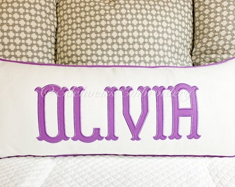 Appliqué Name  Pillow Sham( Bingley Font).Many more styles at www.edelweissembroidery.com