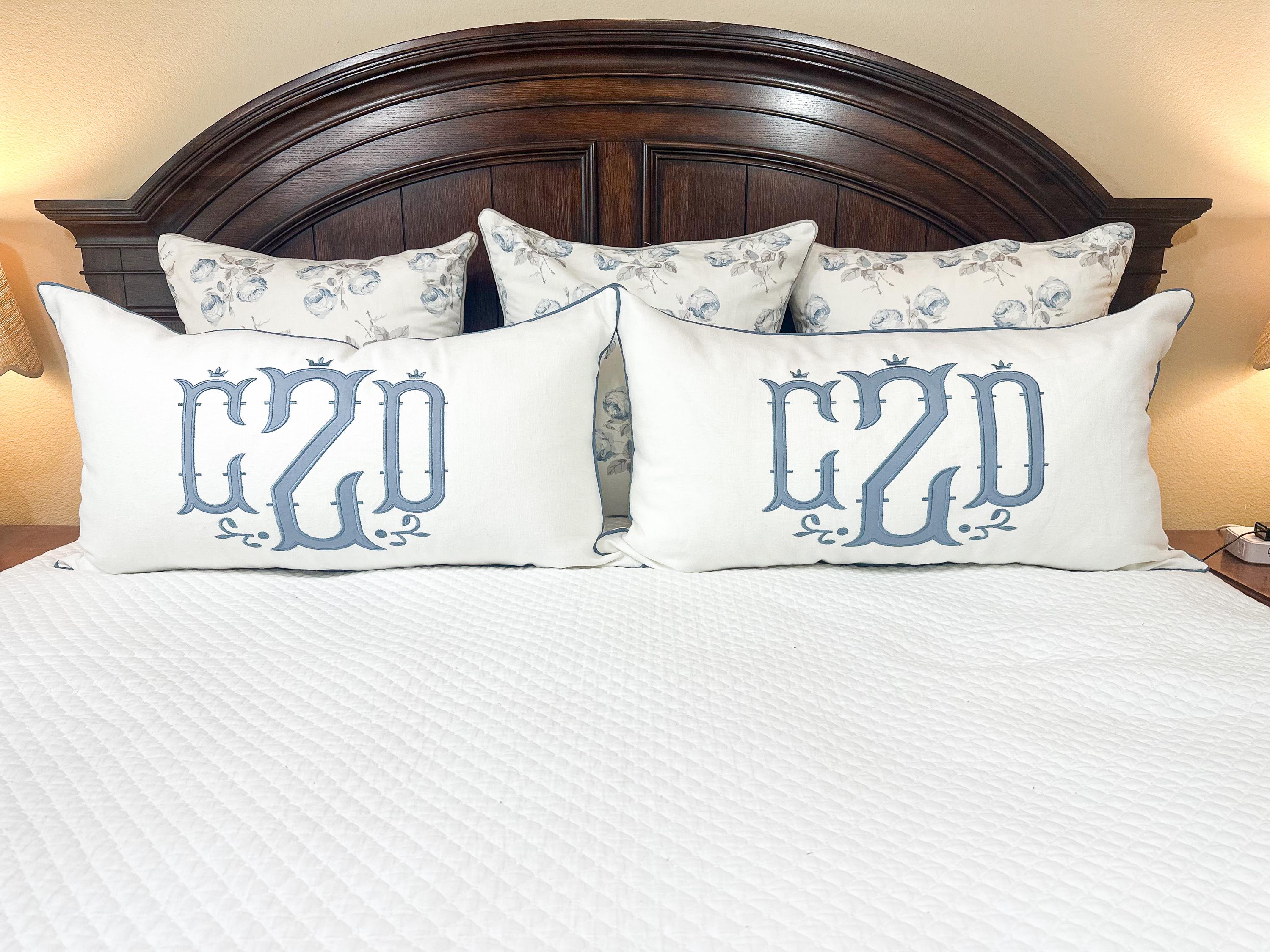 Appliqué Monogram Pillow Sham: Georgina Font, Belgian Linen - Etsy