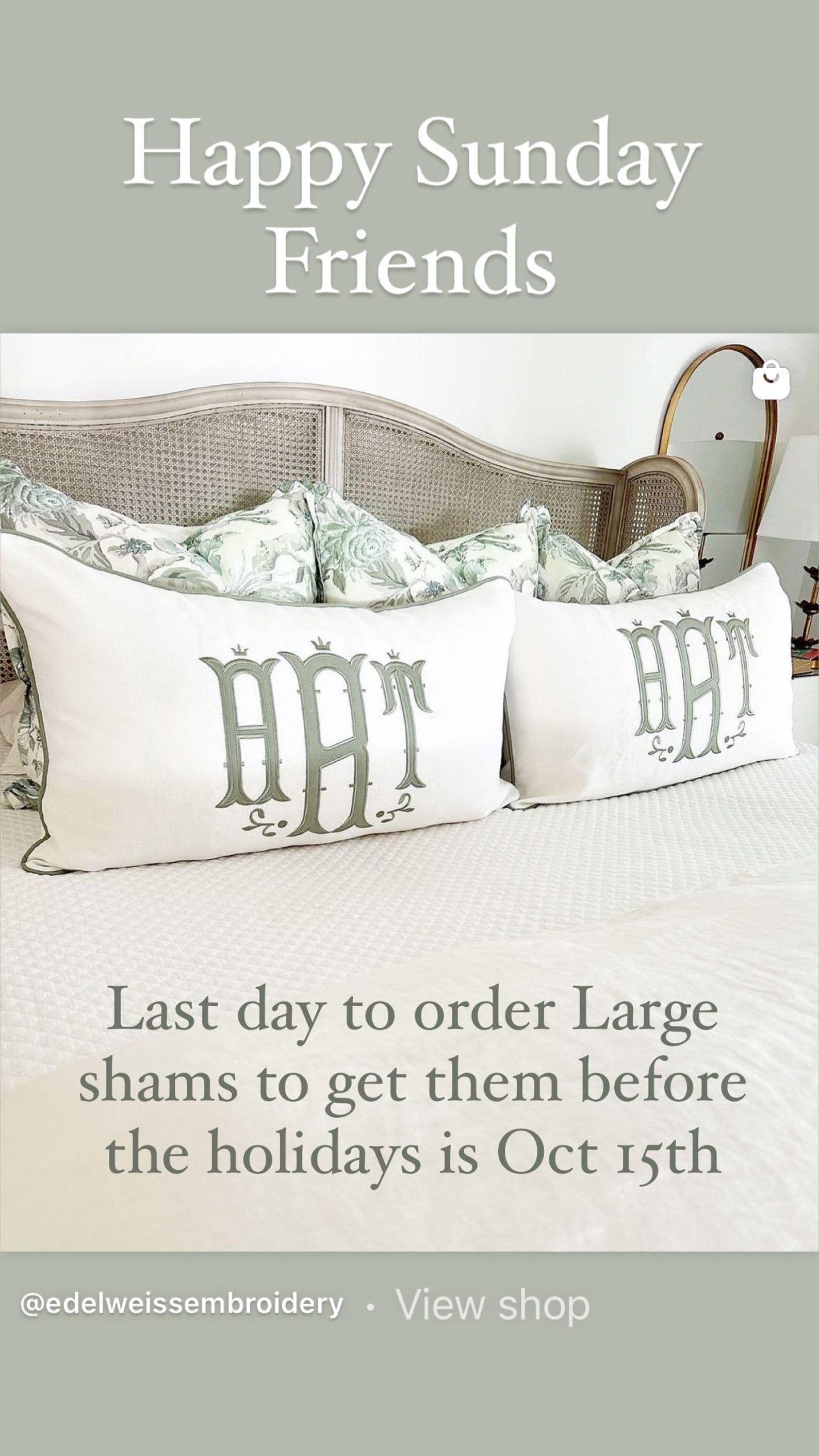 Appliqué Monogram Pillow Sham: Georgina Font, Belgian Linen - Etsy