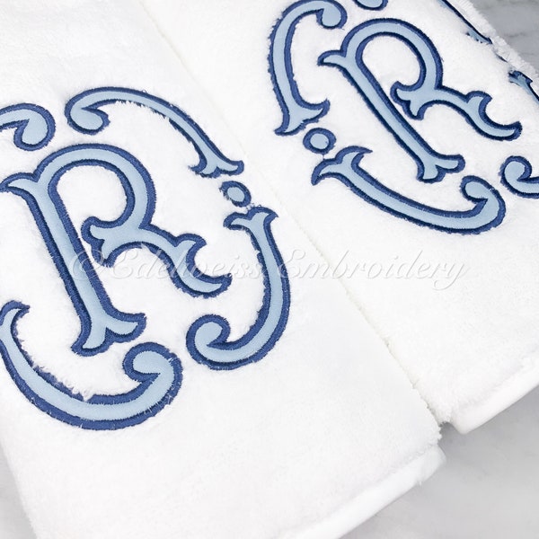 The Elizabeth Appliqué hand towel or linen tissue holder.Many more styles at www.edelweissembroidery.com