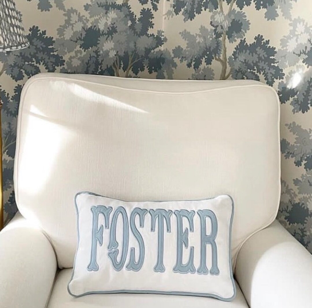 Boudoir Lumbar Name Pillowclassic Fishtail in Soft White Etsy