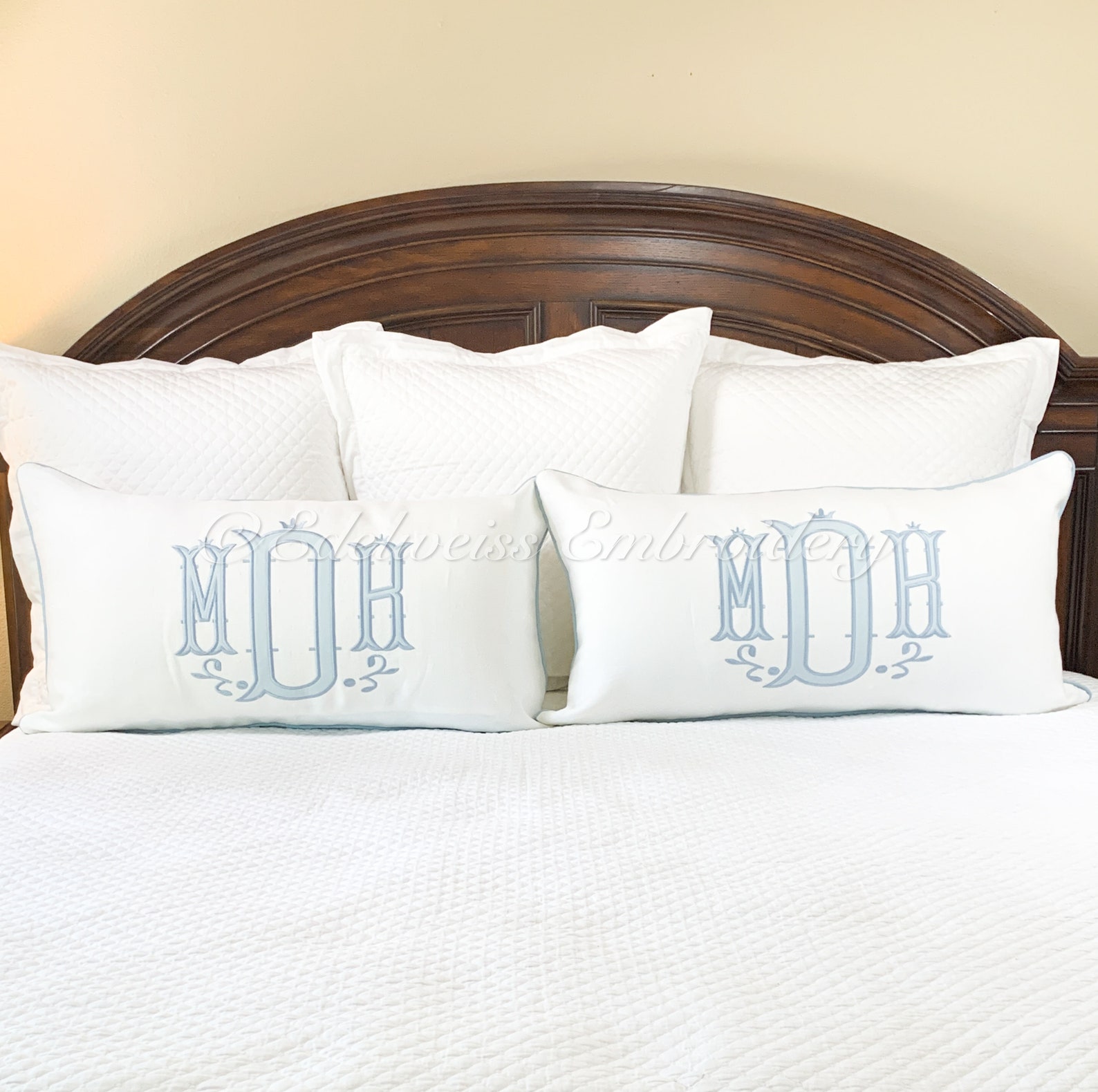 Appliqué Monogram Pillow Sham: Georgina Font, Belgian Linen - Etsy