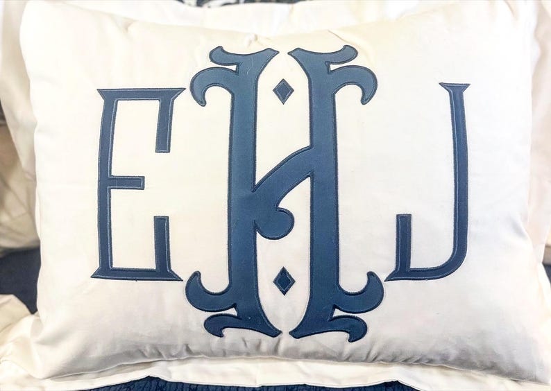 Monogram Letter Kelly Quick Ship Grace Kelly Monogram White Large Monogram Sham With Cotton ...