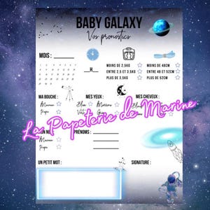 Carte pronostics Galaxie Garçons (baby shower)