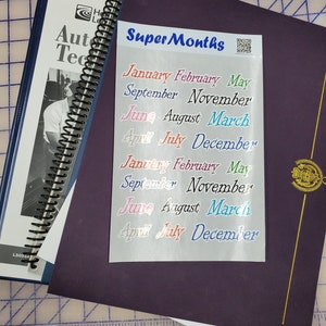 Planning Months Dates  for planner binder Bopp multi color Super sheets  Planner Stickers