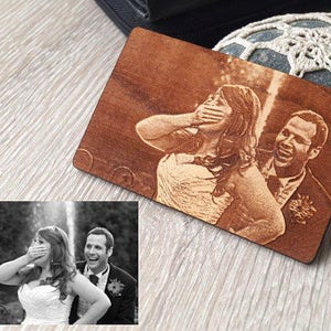 Personalized wallet insert with real photo engraving, custom  anniversary gift, laser engraved insert, double side engraving Vows Renewal
