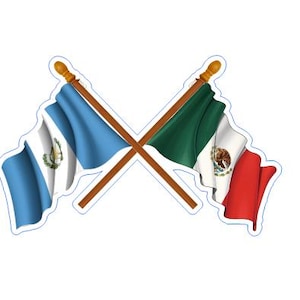 Mexican Guatemalan Crossed Flags 6" long outdoor vinyl with flag poles easy install