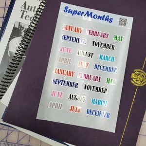 Planning Months Dates  for planner binder Bopp multi color Super sheets  Planner Stickers