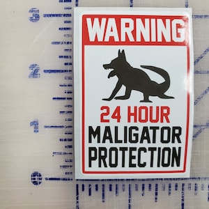 Maligator Belgian Malinois Protection Dog  Decal Sticker Custom Made to Order 3&quot; x 2&quot;