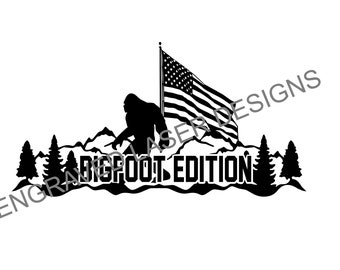 American Flag Bigfoot Edition Sub Cross Vinyl Decal Sticker Custom Made to Order Off-Road Trucks scary