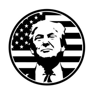 Puede incluir: Ilustración en blanco y negro de la cara de una persona con una expresión seria, superpuesta a un círculo con un diseño de bandera estadounidense en blanco y negro.