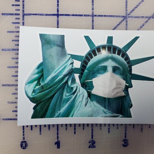Lady Liberty Statue of Liberty face Mask Vinyl Decal Sticker Custom Made to Order 4"