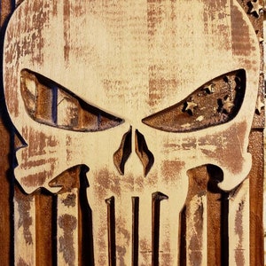 Punisher American Flag Custom Shop Signs - for your workshop or garage!  Custom plaques for gift, weddings, birthdays, unique