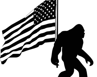 Bigfoot Sasquatch Yeti SVG digital file with American Flag USA