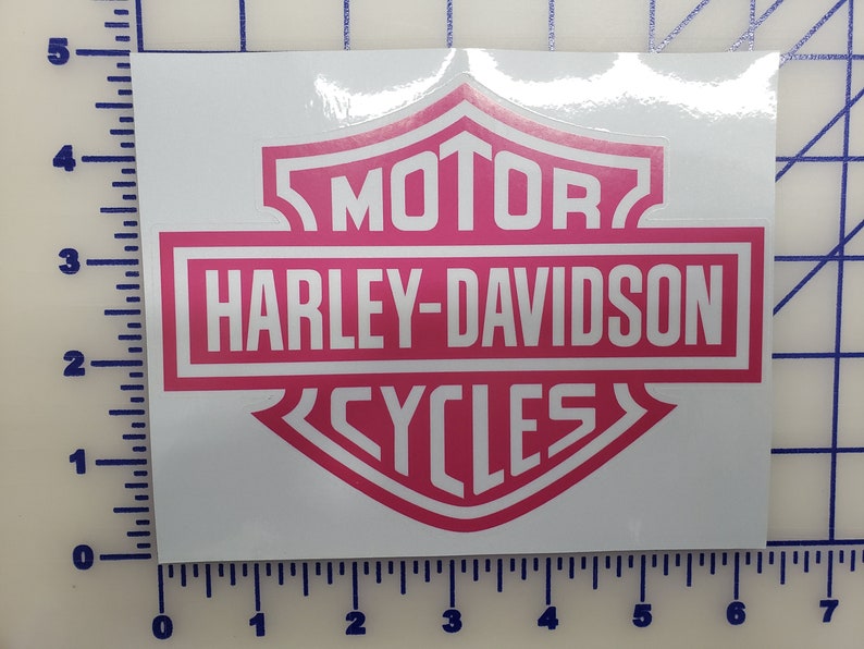 Harley Davidson Pink And White Replica Logo Vinyl Decal Etsy