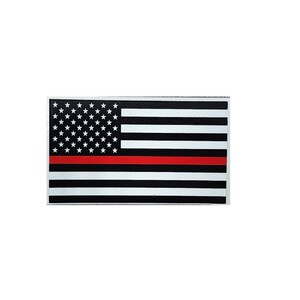 Thin Red Line American Flag Firefighter Reflective Vinyl with Laminate 5&quot; long
