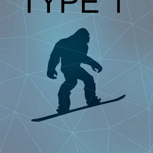 Bigfoot Snowboarding snow board ski Sasquatch on a Snowboard 5&quot;  vinyl  Skiing Badass type 1