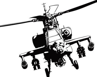 Apache Helicopter  Military Decal Sticker Custom Made to Order LARGE