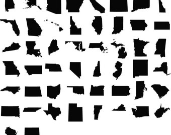 50 states Solid SVG Files Digital  USA Proud Digital File