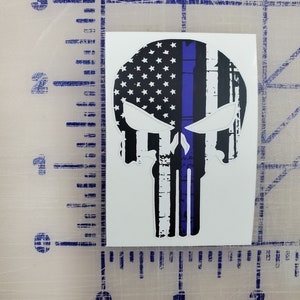 Police cops cop sheriff officer  Thin BLUE Line Punisher  Cross Flag    Logo Vinyl