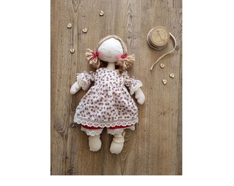 Lili, Poucinette, rag doll, 43cm, face drawn, handmade, unique piece, to offer or to offer.