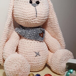 Amigurumi Lapine Crochet - Peluche Fait Main - Bleu Marine Et Rose